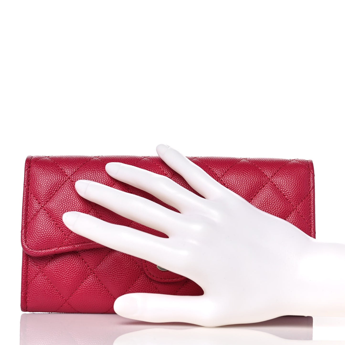 Caviar Quilted Long Flap Wallet Dark Pink