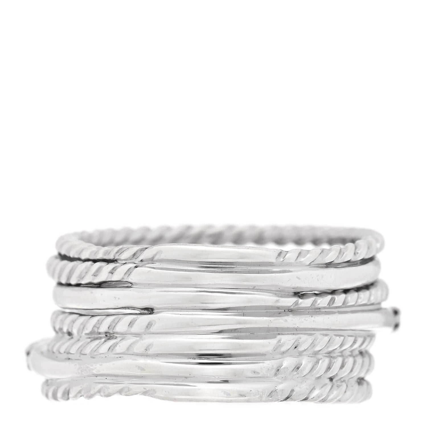 David Yurman Sterling Silver Diamond 12mm Wide Crossover Cable Ring 54 6.75 3 of 4