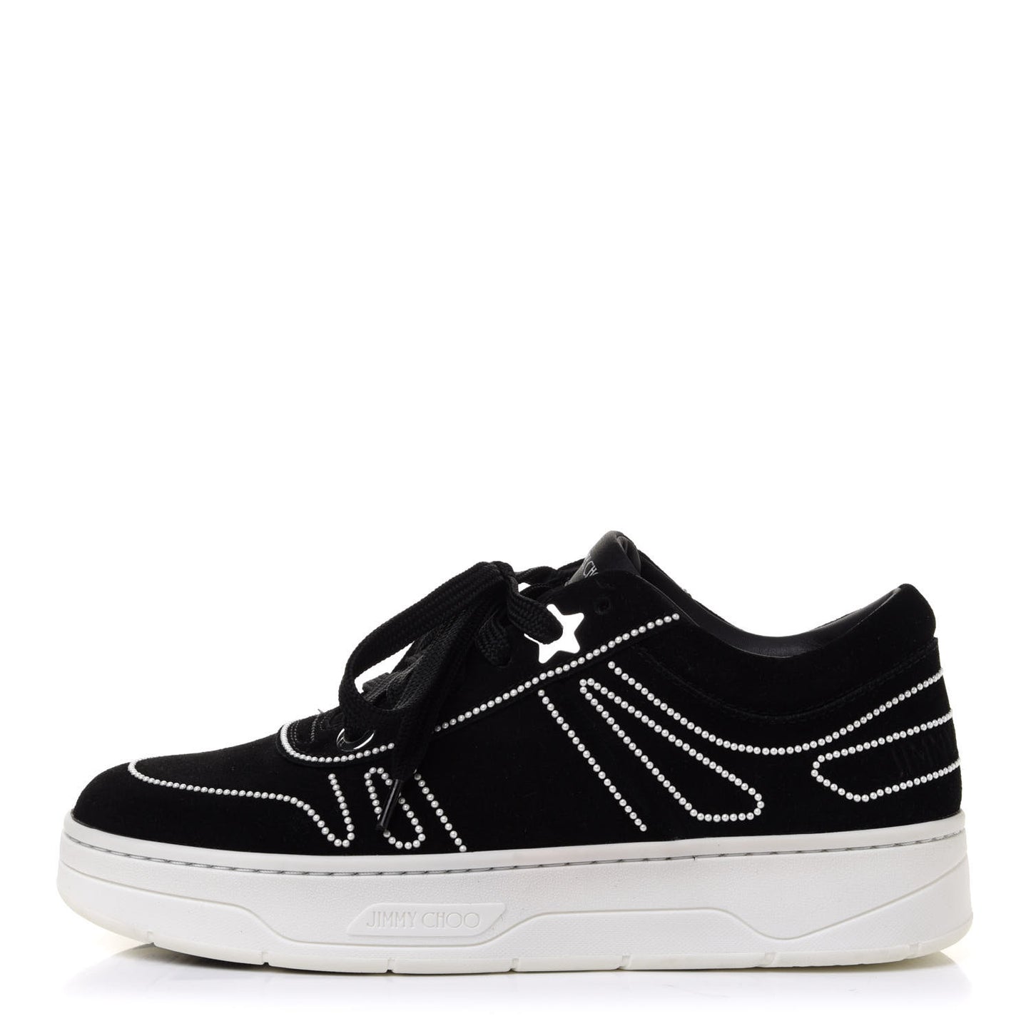 Suede Pearl Embellished Hawaii Low-Top Sneakers 36.5 Black