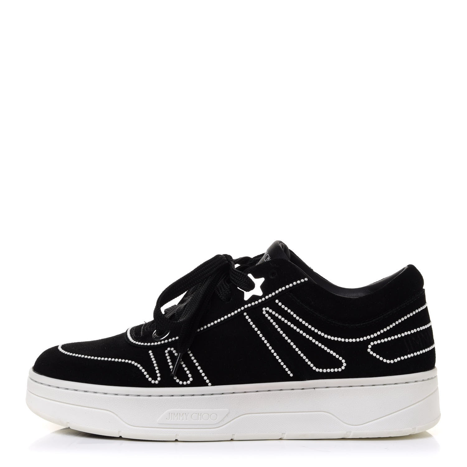 Jimmy Choo Suede Pearl Embellished Hawaii Low-Top Sneakers 36.5 Black 1 of 11