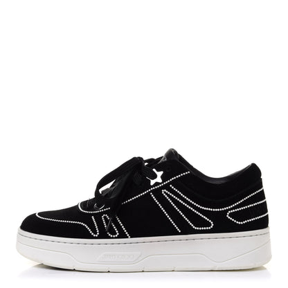 Jimmy Choo Suede Pearl Embellished Hawaii Low-Top Sneakers 36.5 Black 1 of 11
