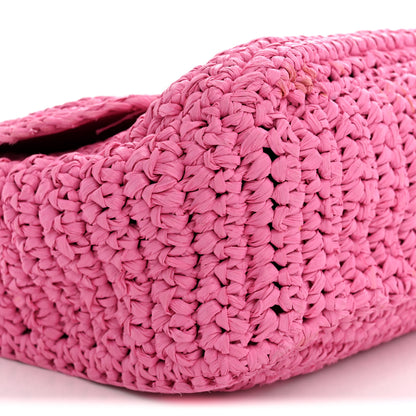 Saint Laurent Raffia Calfskin Monogram Medium Niki Chain Satchel Bright Pink 9 of 13