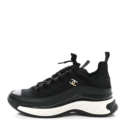Chanel Velvet Calfskin Mixed Fibers CC Sneakers 37 Black 1 of 9