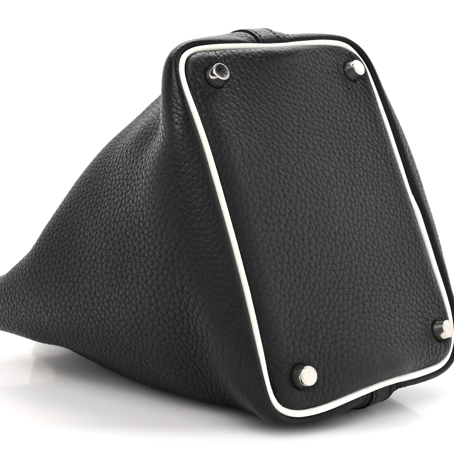 Hermes Taurillon Clemence Epsom Eclat Picotin 18 PM Black White 9 of 9
