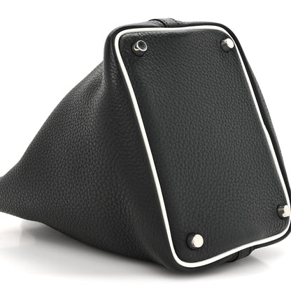 Hermes Taurillon Clemence Epsom Eclat Picotin 18 PM Black White 9 of 9