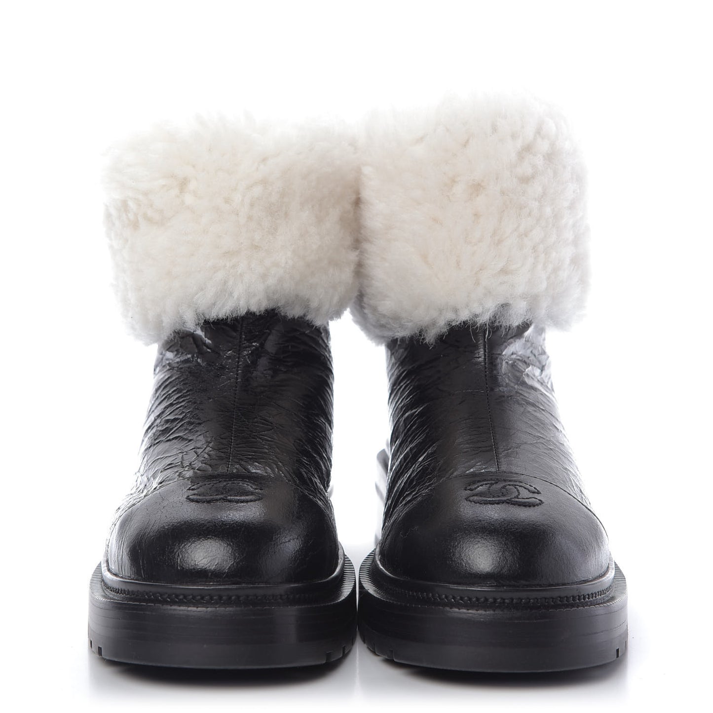 Lambskin Shearling Short Boots 40 Black