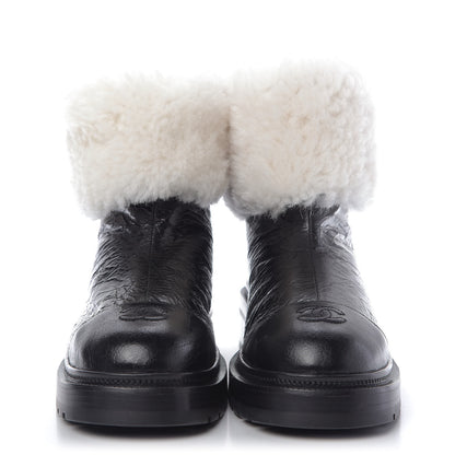 Chanel Lambskin Shearling Short Boots 40 Black 2 of 10