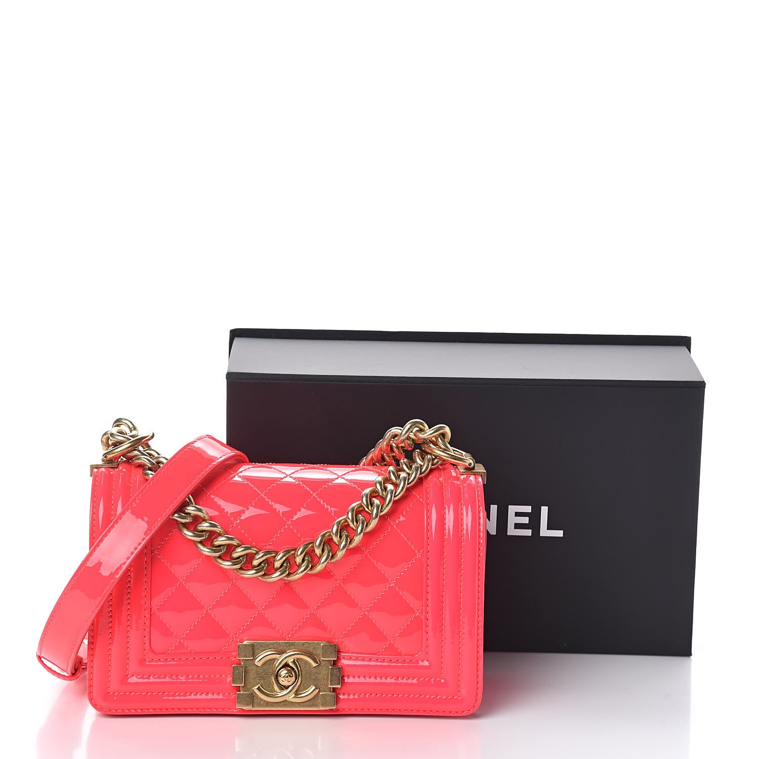 Chanel Patent Calfskin Quilted Small Boy Flap Pink 10 of 10