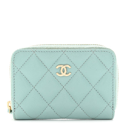 Chanel Caviar Quilted Zip Coin Purse Light Blue 1 of 9