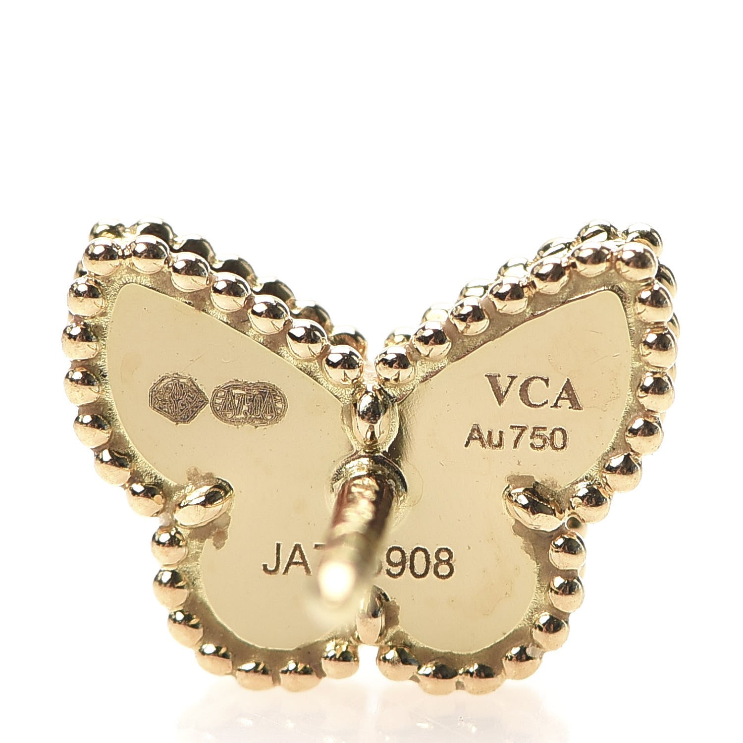 Van Cleef & Arpels 18K Yellow Gold Mother of Pearl Sweet Alhambra Butterfly Earrings 4 of 5