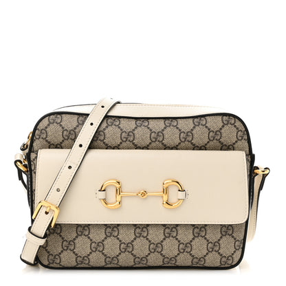Gucci GG Supreme Monogram Small Horsebit 1955 Shoulder Bag Beige Mystic White 1 of 14