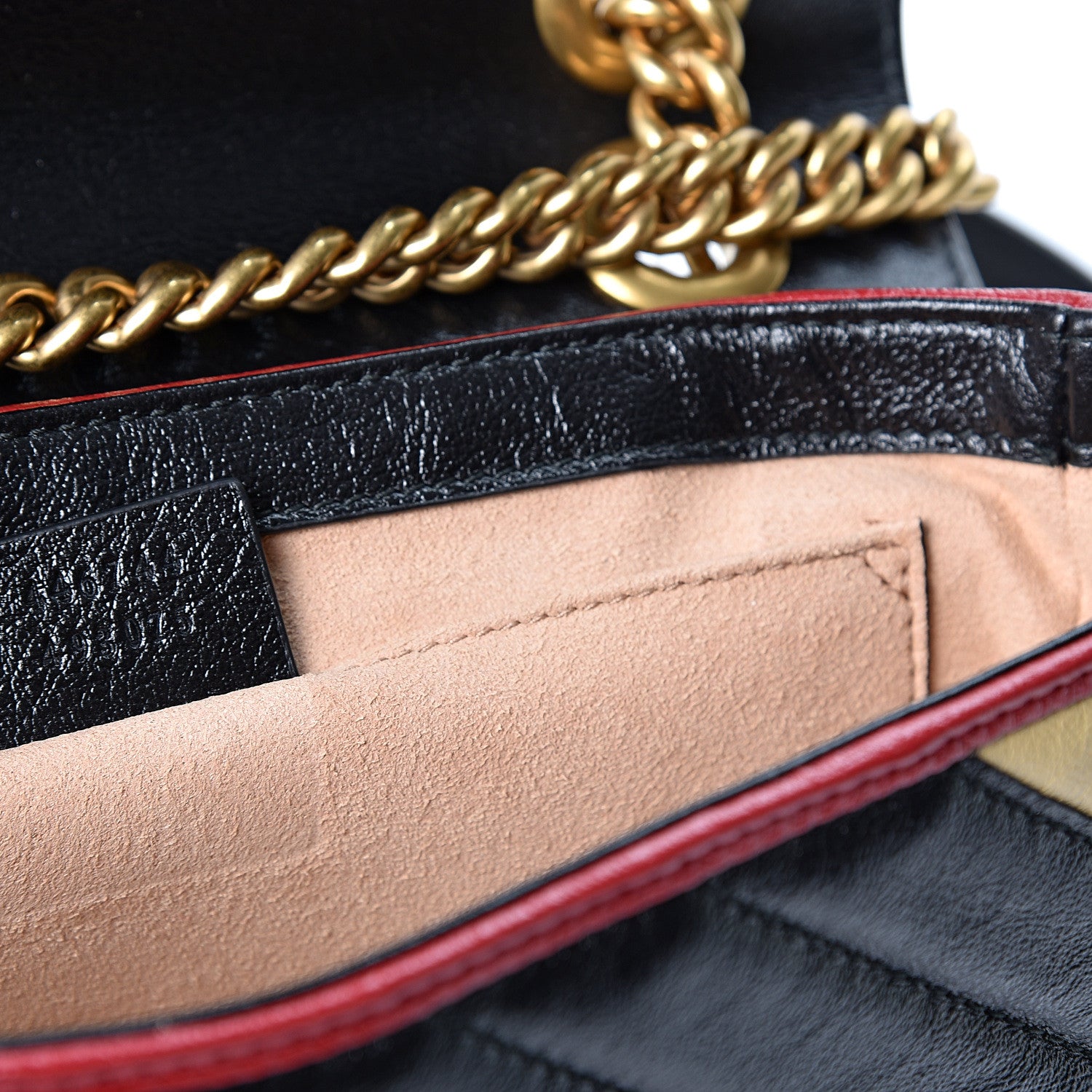 Gucci Azalea Calfskin Matelasse Diagonal Patchwork Mini Torchon GG Marmont Shoulder Bag Black Beige Romantic Cerise 6 of 9