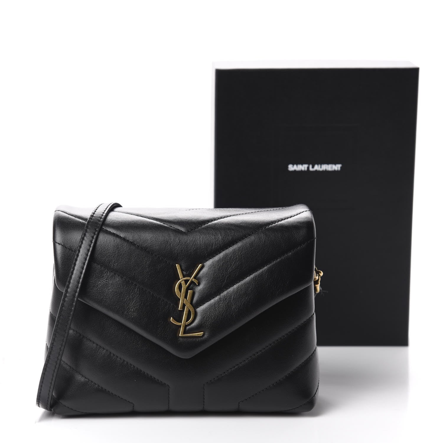 Saint Laurent Calfskin Y Quilted Monogram Toy Loulou Crossbody Bag Black 13 of 13