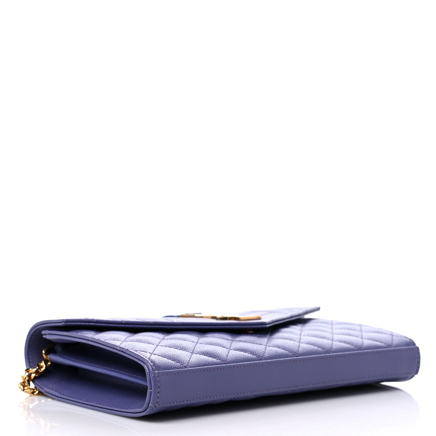 Saint Laurent Grain De Poudre Mixed Matelasse Triquilt Monogram Chain Wallet Mauve 4 of 10