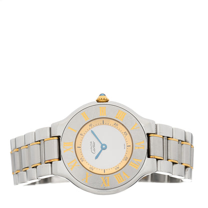 Cartier Stainless Steel 18K Yellow Gold 31mm Must De 21 Quartz Watch 2 of 4