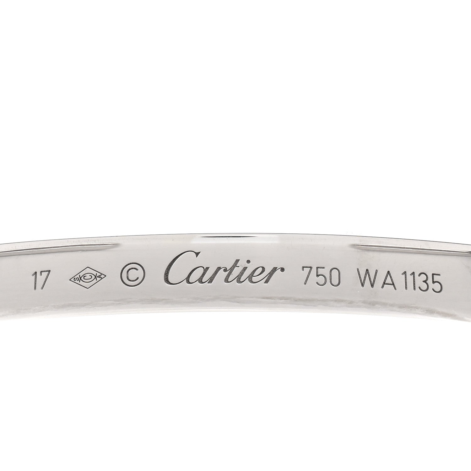 Cartier 18K White Gold LOVE Cuff Bracelet 17 3 of 3