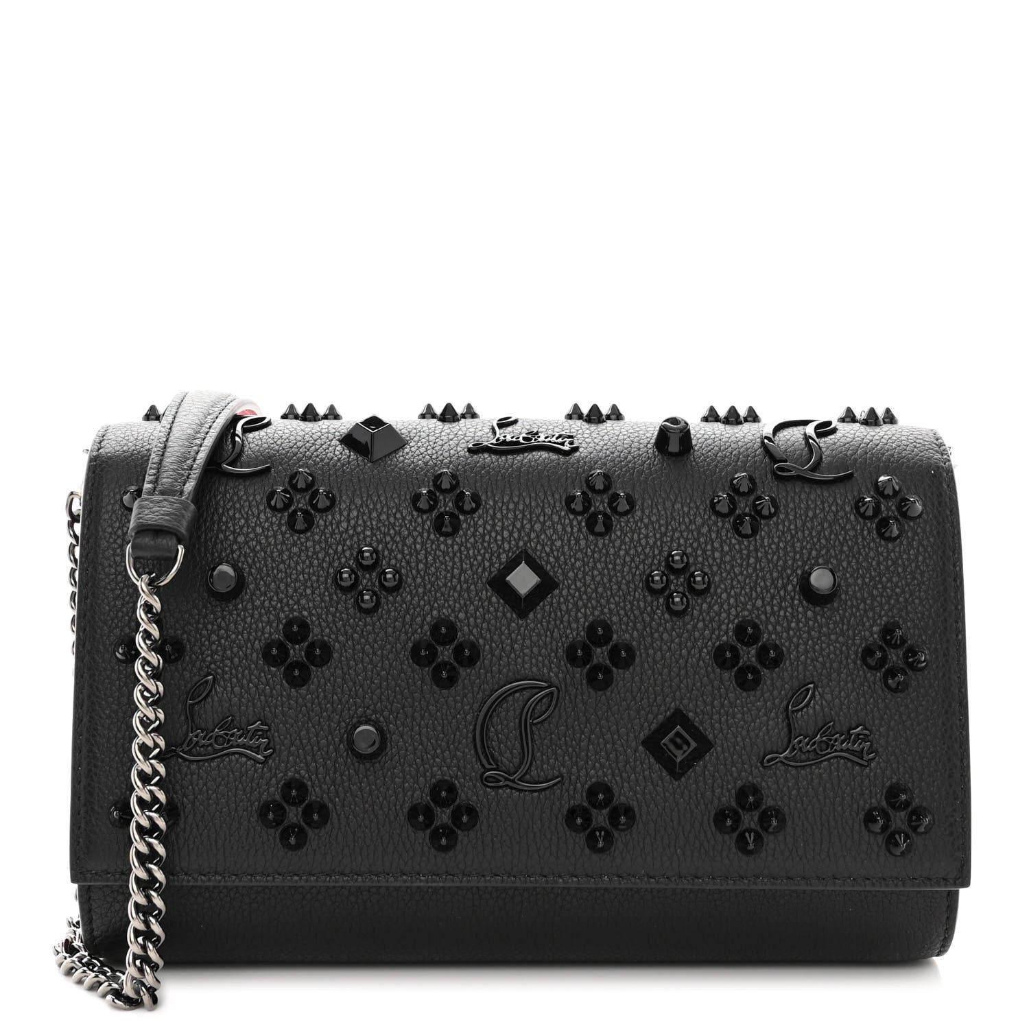 Christian Louboutin Calfskin Spikes Loubinthesky Paloma Clutch Black 1 of 10