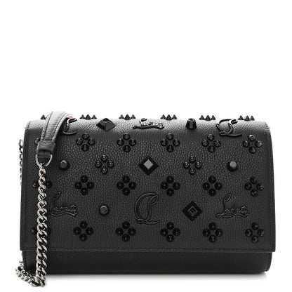 Christian Louboutin Calfskin Spikes Loubinthesky Paloma Clutch Black 1 of 10