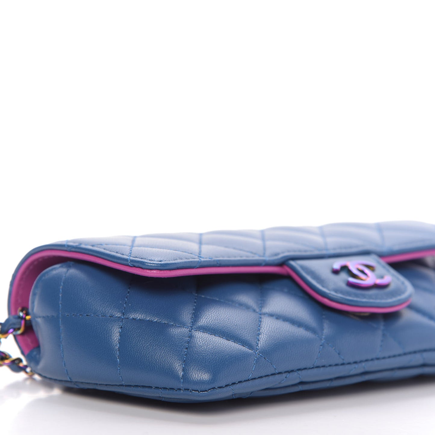 Lambskin Quilted Glasses Case With Chain Blue Purple