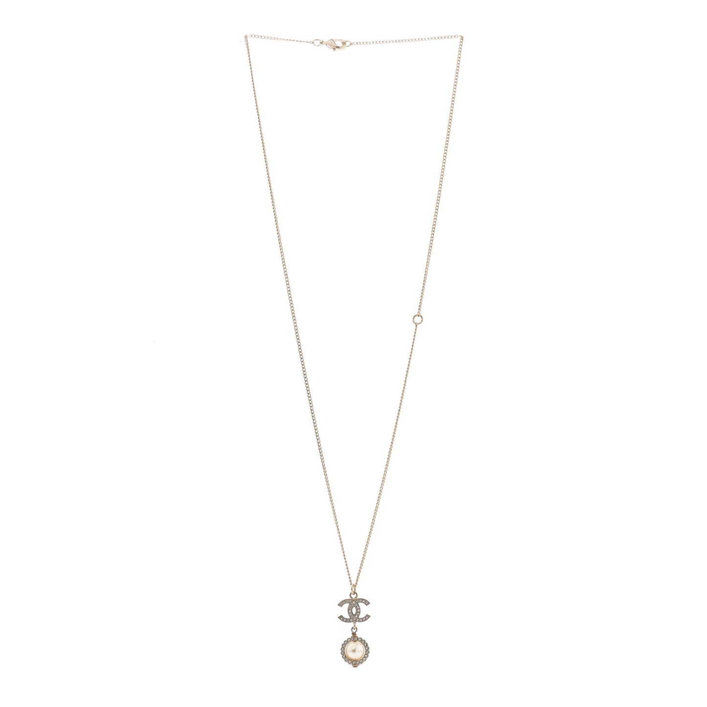 Crystal Pearl CC Lace Camellia Necklace Gold