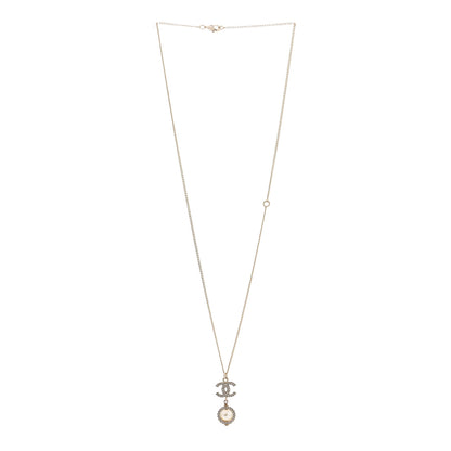 Chanel Crystal Pearl CC Lace Camellia Necklace Gold 3 of 6