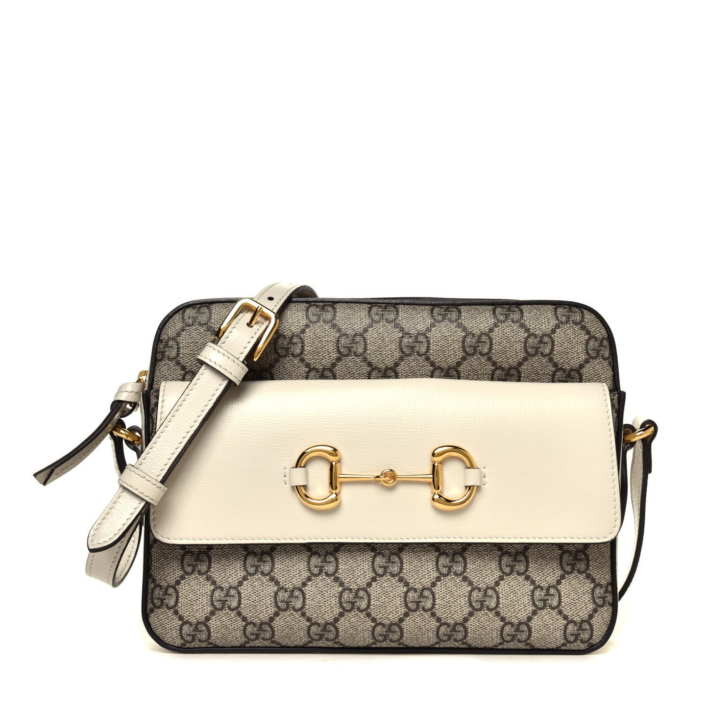 GG Supreme Monogram Small Horsebit 1955 Shoulder Bag Beige Mystic White