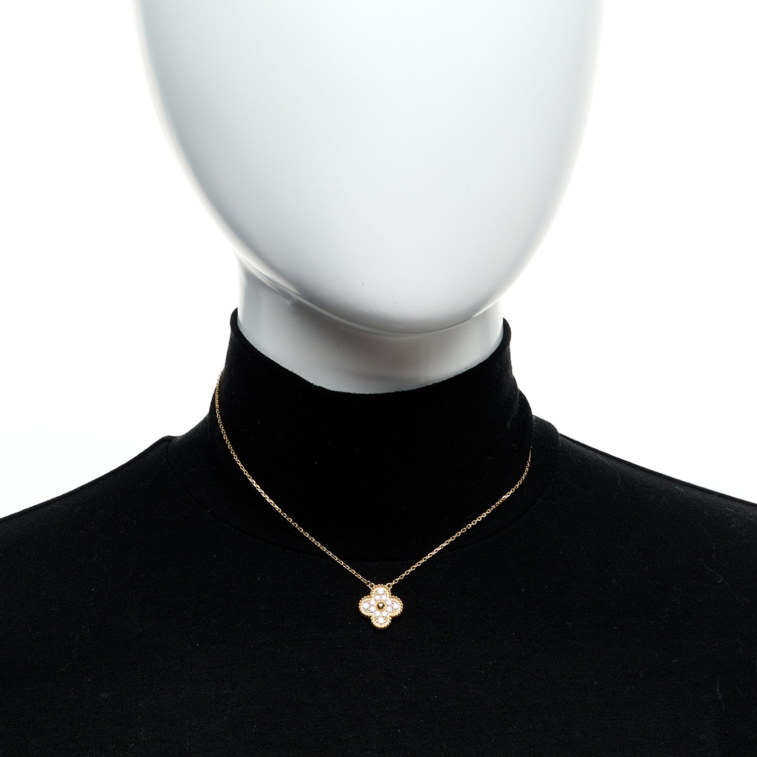 Van Cleef & Arpels 18K Yellow Gold Diamond Vintage Alhambra Pendant Necklace 2 of 7