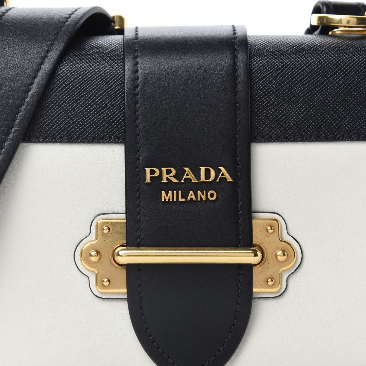 City Calfskin Saffiano Cahier Bag White Black