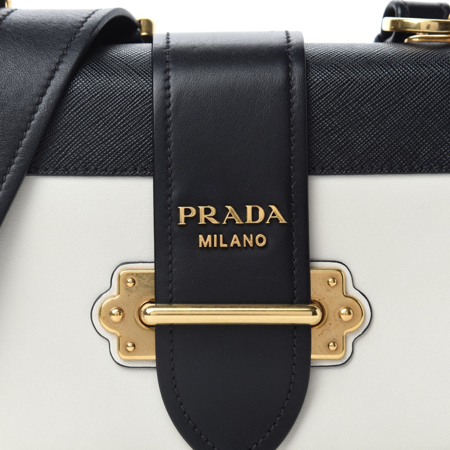 Prada City Calfskin Saffiano Cahier Bag White Black 13 of 13