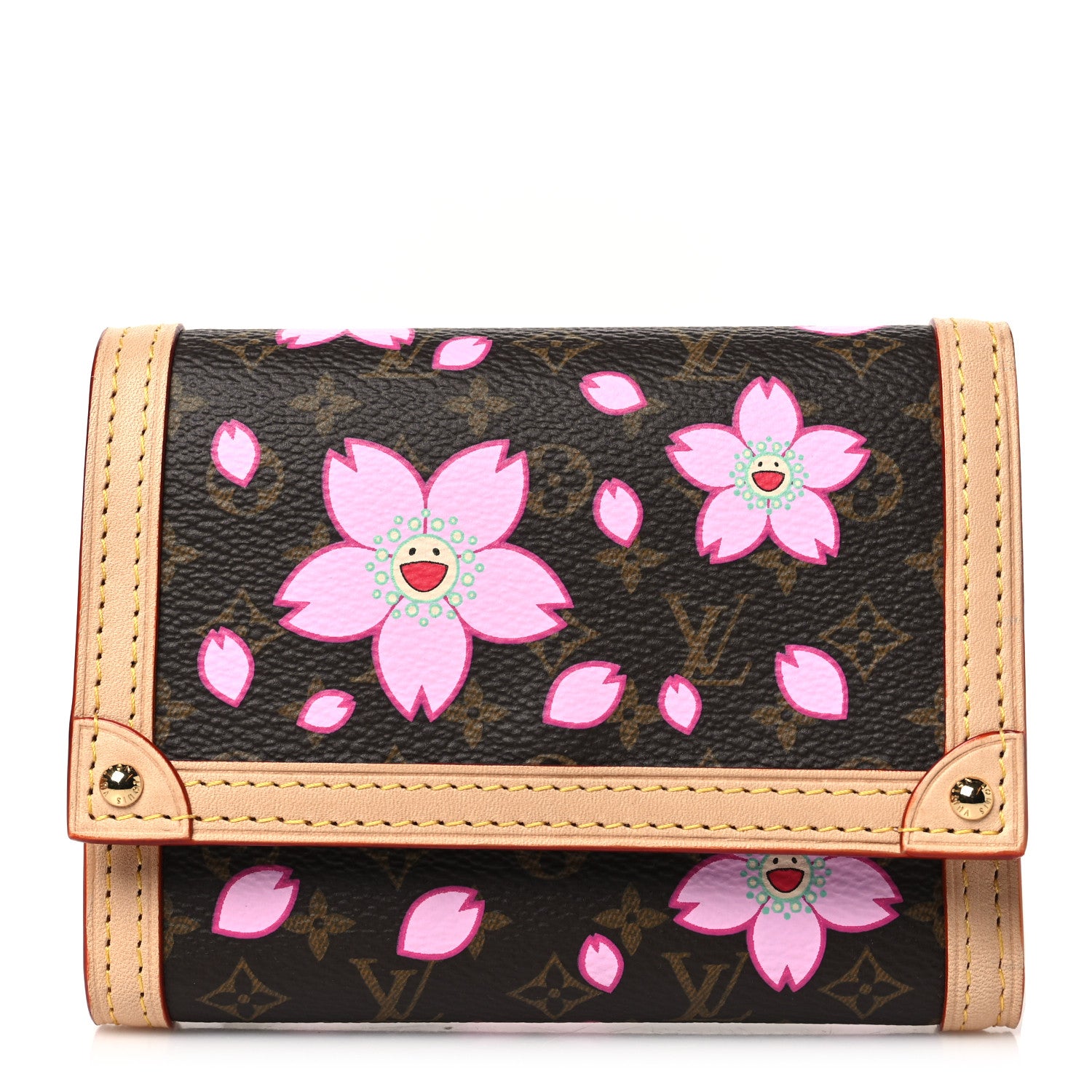 Louis Vuitton LV X TM Monogram Cherry Blossom Victorine Wallet Sakura Brown 1 of 8