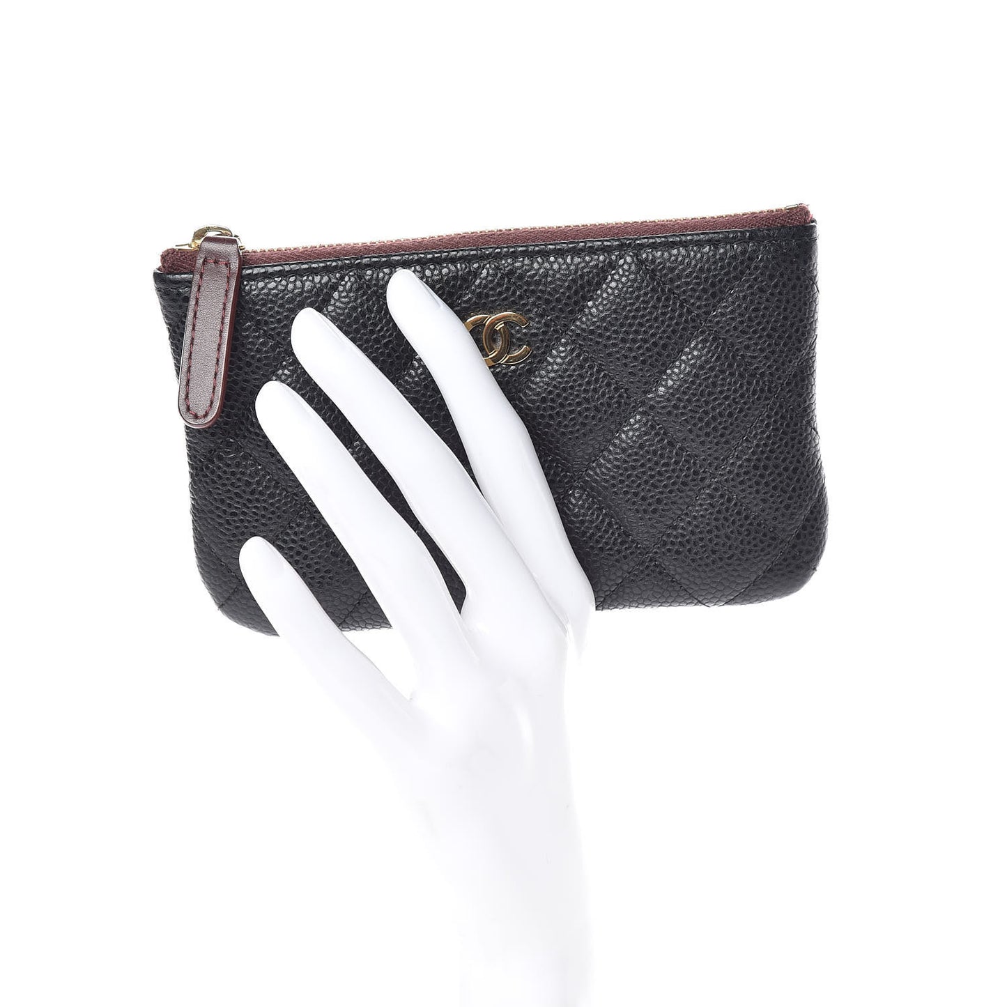 Caviar Quilted Small Cosmetic Case Black