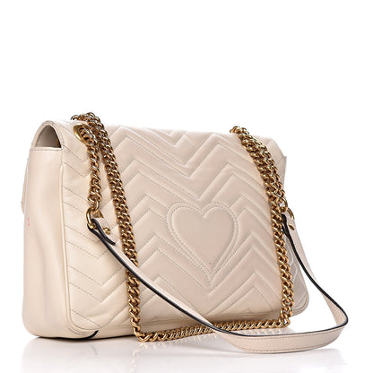 Gucci Calfskin Matelasse Medium GG Marmont Shoulder Bag White 3 of 21