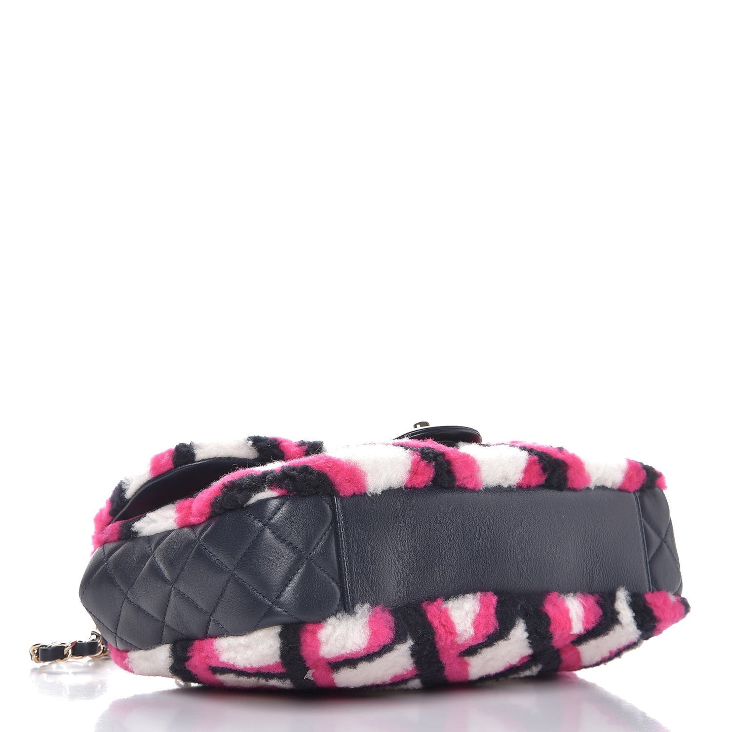 Lambskin Shearling Medium Flap Fuchsia Navy