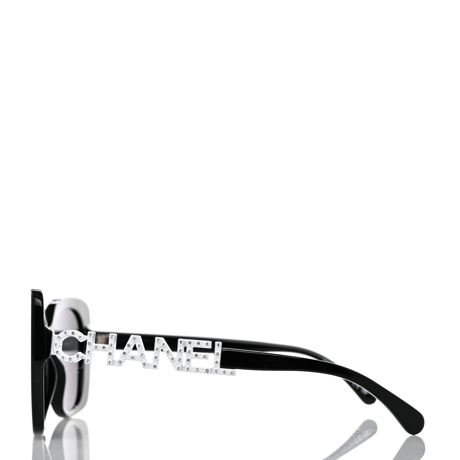 Chanel Acetate Strass Square Sunglasses 5422-B Black White 3 of 8