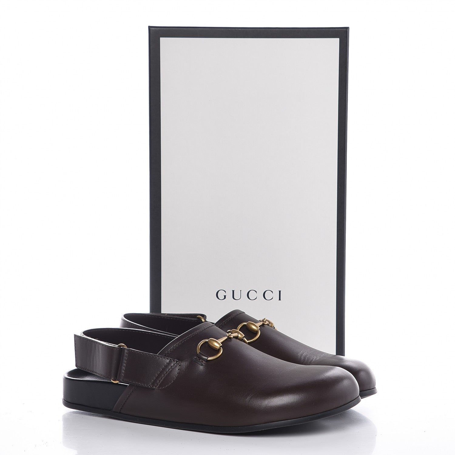 Gucci Calfskin Mens Horsebit River Slingback Slippers 9 Cocoa 10 of 10
