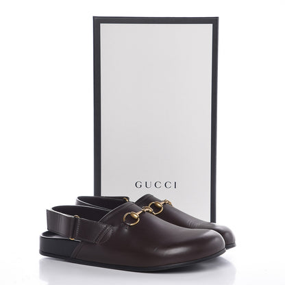 Gucci Calfskin Mens Horsebit River Slingback Slippers 9 Cocoa 10 of 10