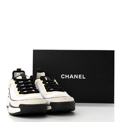 Chanel Velvet Calfskin Mixed Fibers CC Sneakers 40 White Black 13 of 13