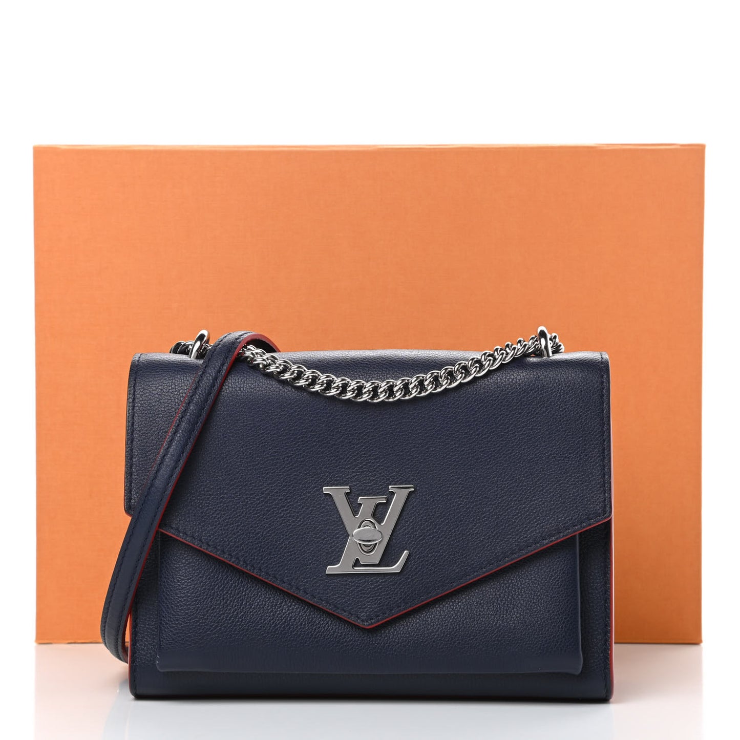Soft Calfskin Mylockme Chain Bag BB Marine Rouge