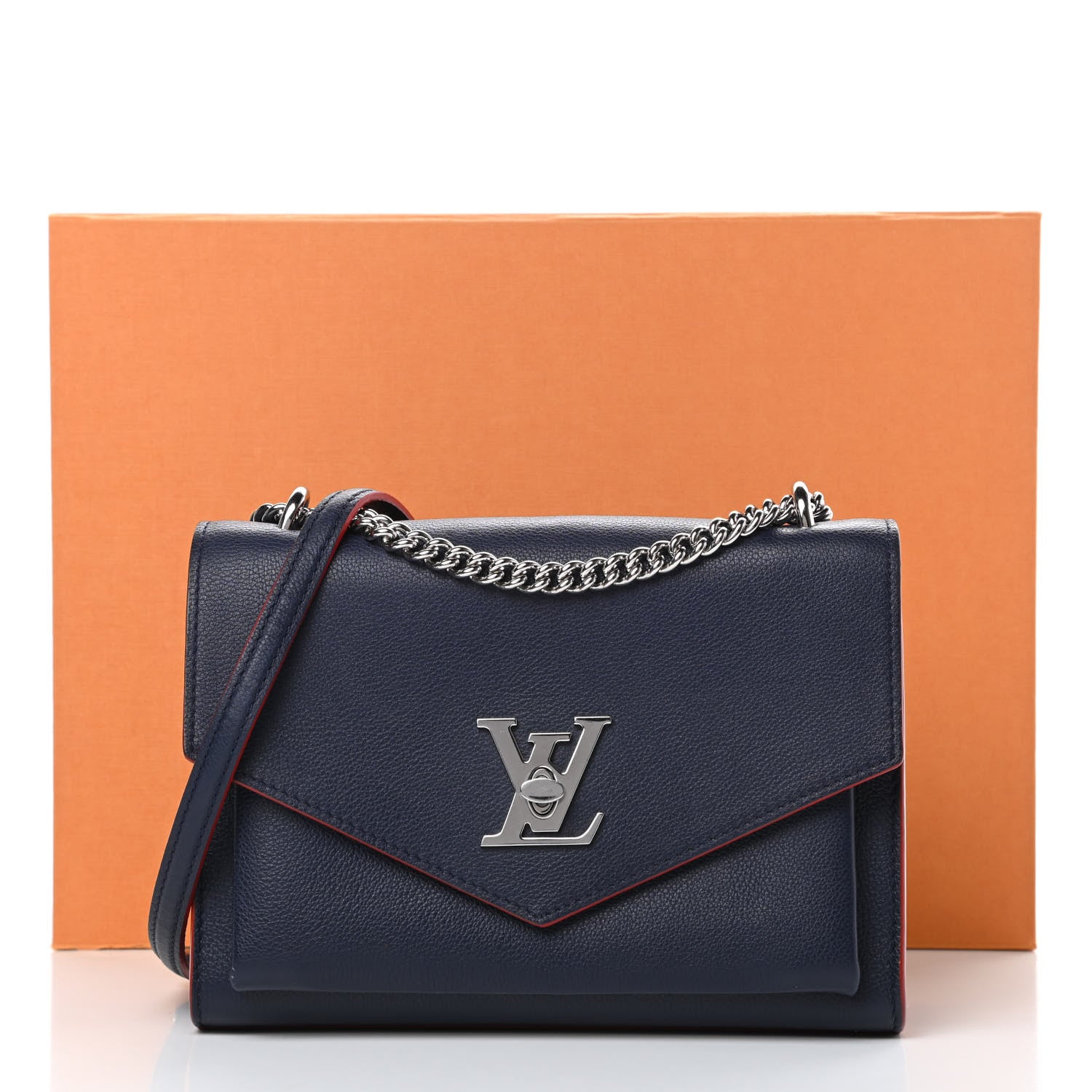 Louis Vuitton Soft Calfskin Mylockme Chain Bag BB Marine Rouge 11 of 11