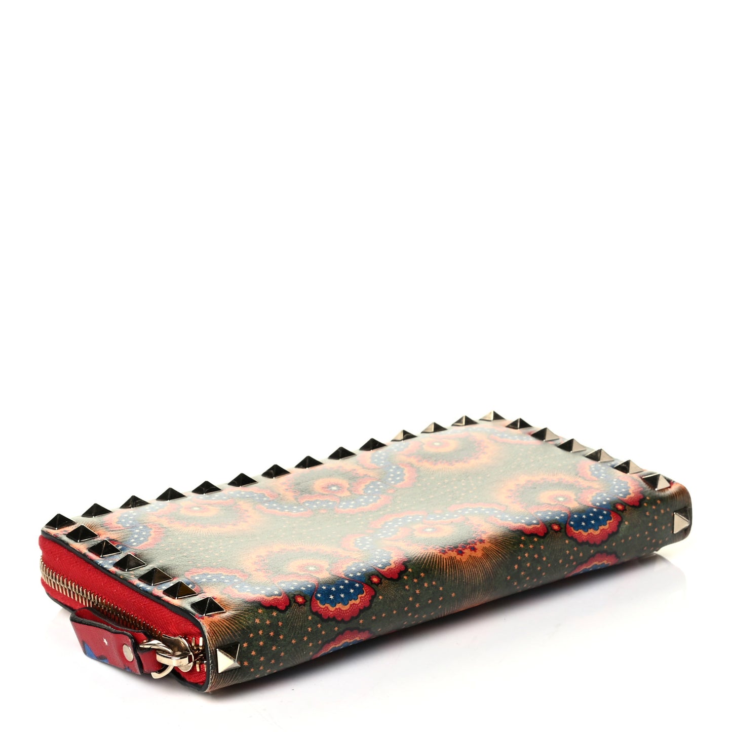 Canvas Enchanted Wonderland Rockstud Zip Around Wallet Rosso