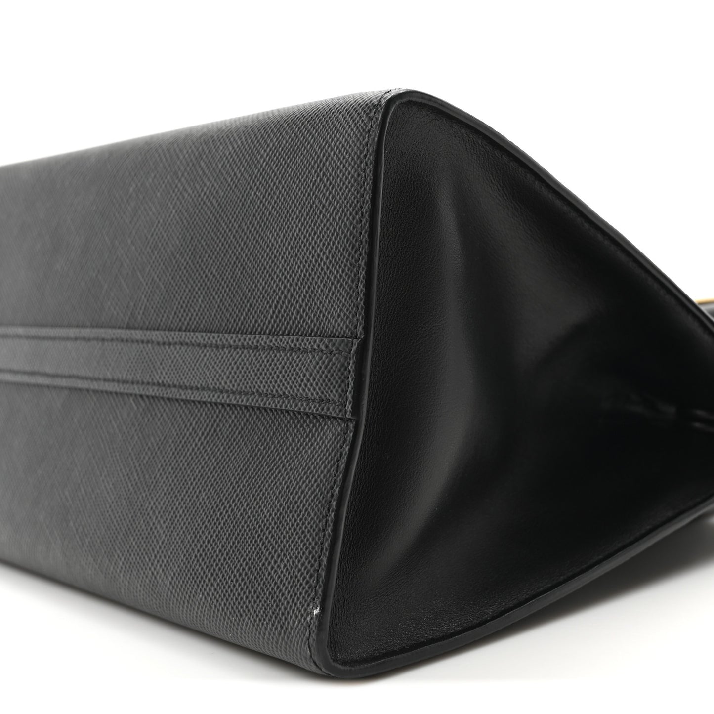 Saffiano Cuir Calfskin Small Monochrome Top Handle Tote Black