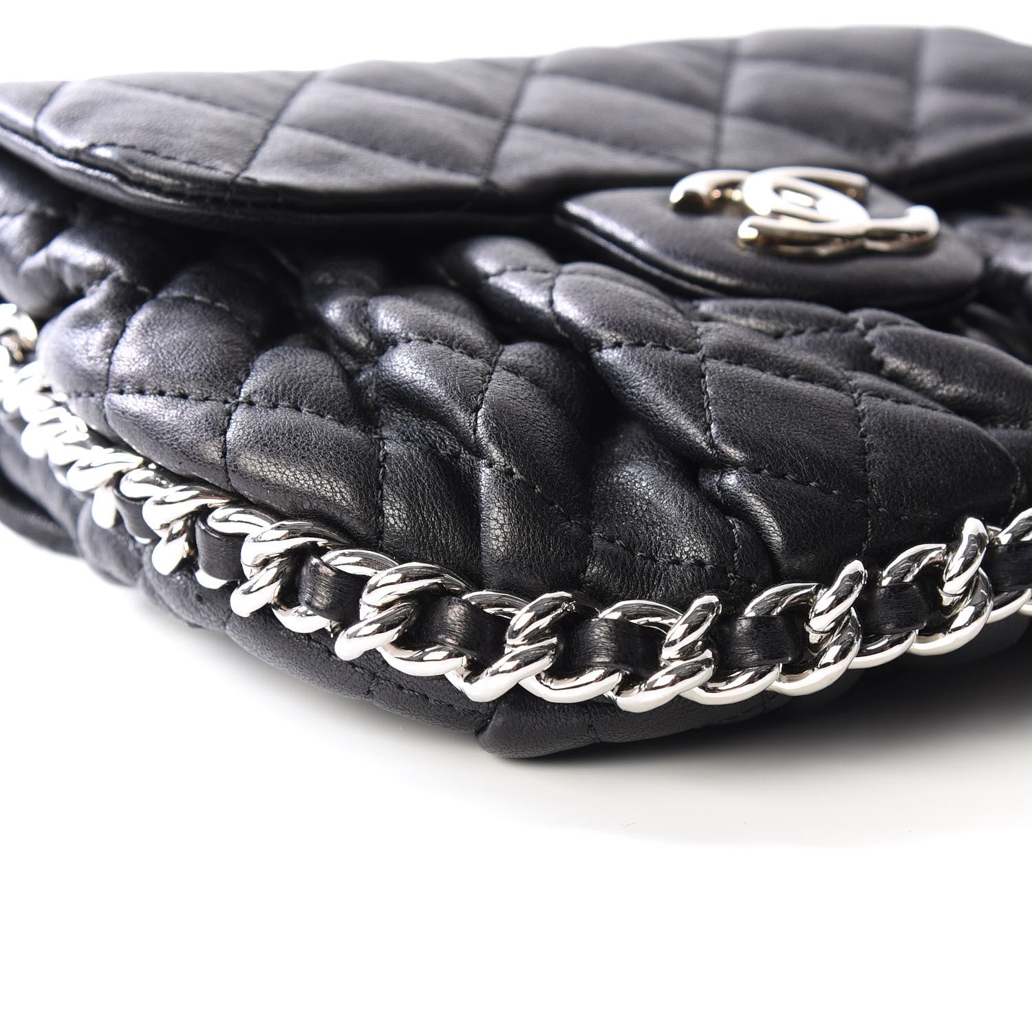 Chanel Washed Lambskin Mini Chain Around Messenger Black 5 of 10