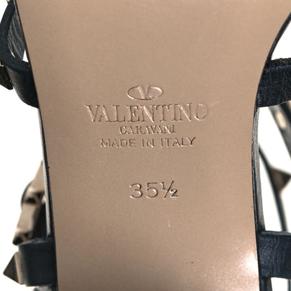 Valentino Garavani Calfskin Rockstud 60mm City Sandals 35.5 Black 6 of 9