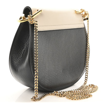 Chloe Grained Calfskin Lambskin Mini Bi-Color Drew Shoulder Bag Black Powder Beige 3 of 9