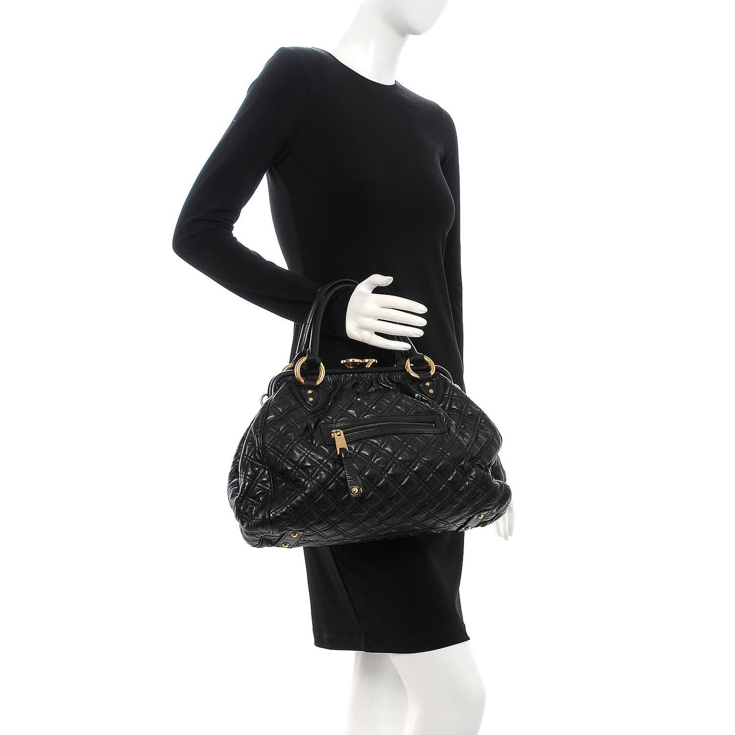 Calfskin Quilted Stam Black