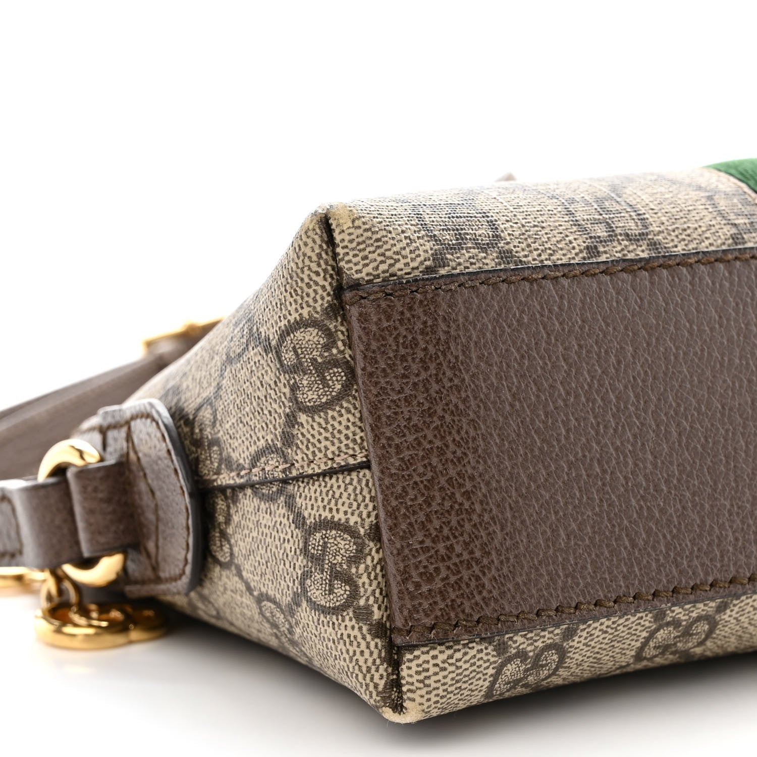 Gucci GG Supreme Monogram Textured Dollar Calfskin Web Small Ophidia Dome Shoulder Bag Beige Ebony New Acero 12 of 15