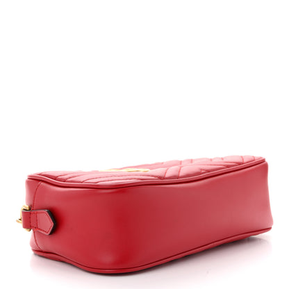 Gucci Calfskin Matelasse Small GG Marmont Chain Shoulder Bag Hibiscus Red 4 of 12