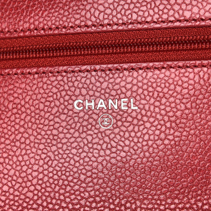 Chanel Caviar Quilted Wallet on Chain WOC Red 6 of 9