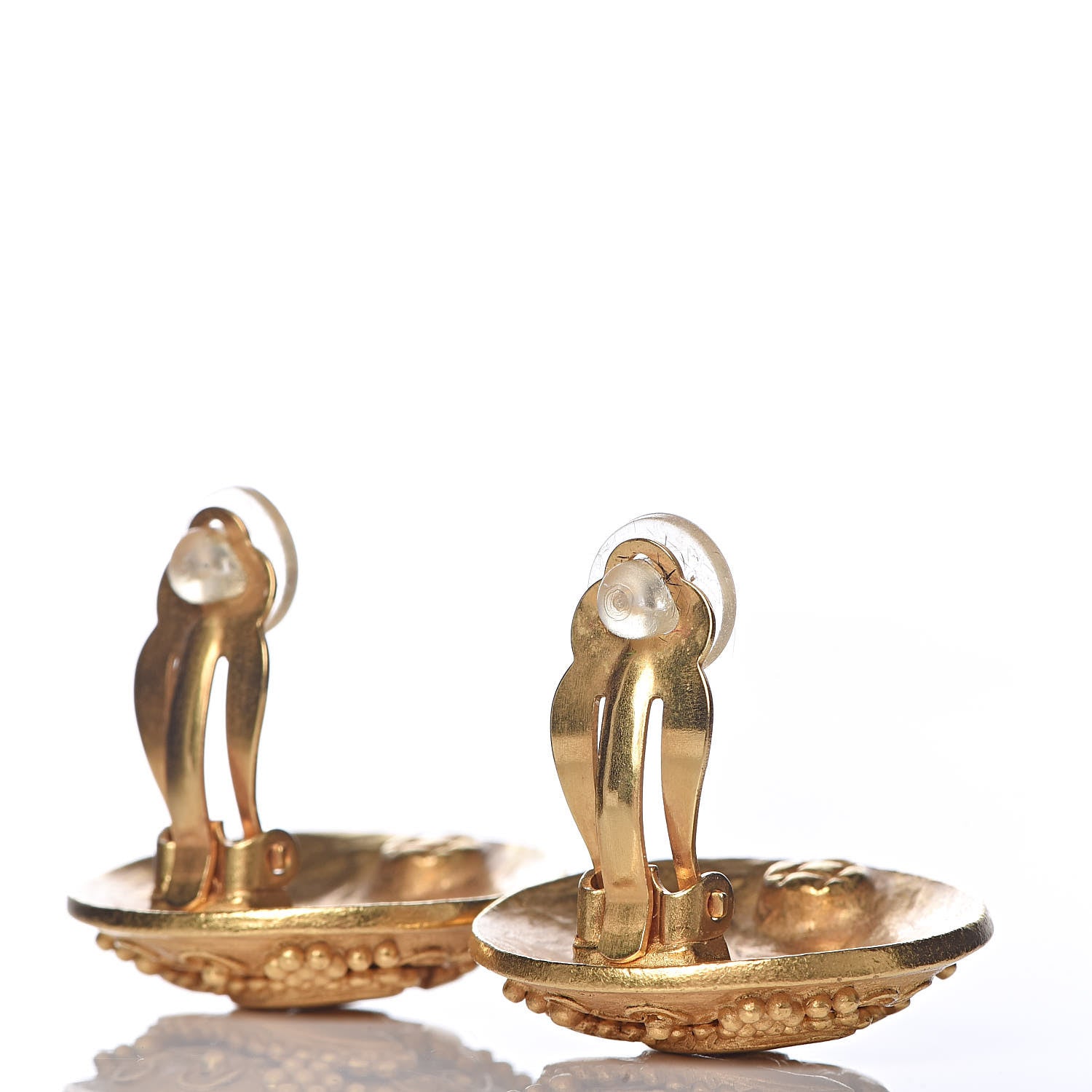 Chanel CC Button Clip On Earrings Gold 3 of 4