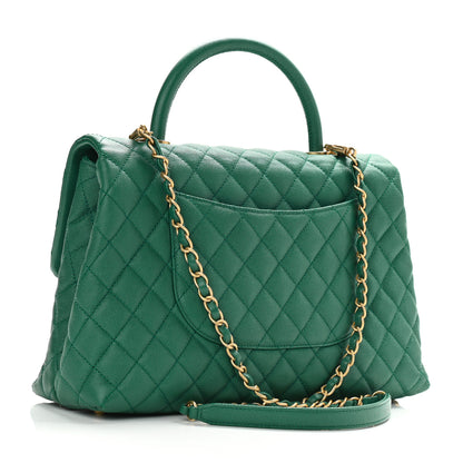 Chanel Caviar Quilted Medium Coco Handle Flap Green 3 of 8